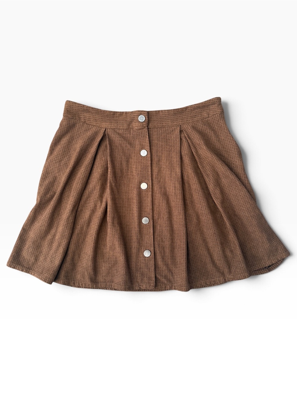 Zara Brown Button-Front Lined Mini Skirt Medium